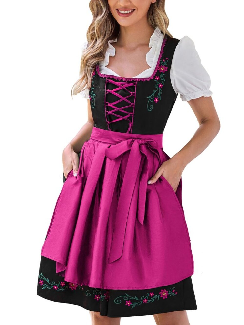 Scarlet Darkness Women's Embroidery 3-Piece Dirndl Dress Traditional Bavarian M